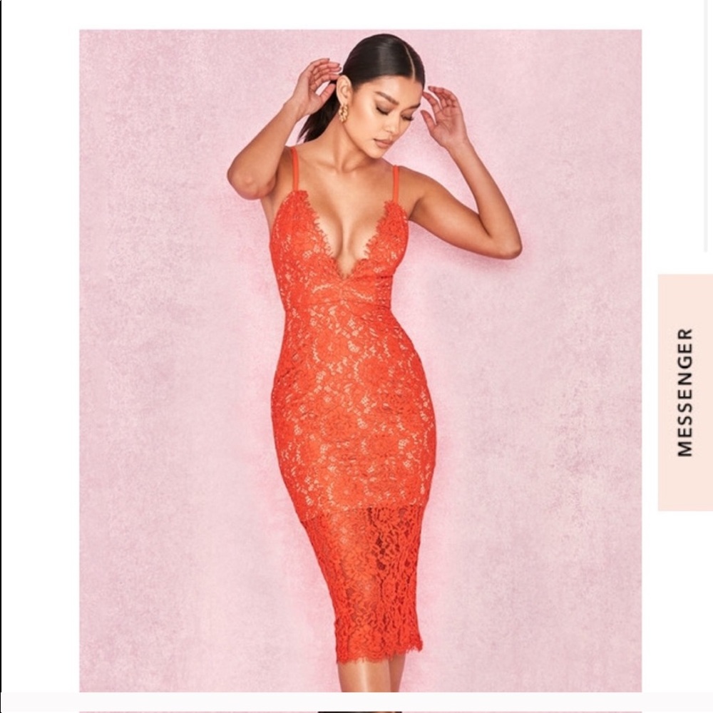 House of CB lace red midi dress